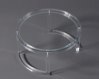 HMR - Round Acrylic Coffee Table with Tempered Glass Top in 31.5"Dia