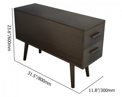 HMR Modern Rectangle End Table with Drawers - Brown