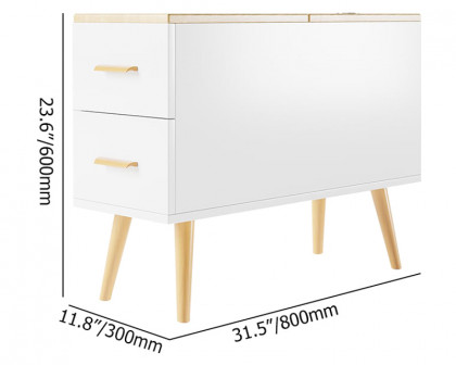 HMR Modern Rectangle End Table with Drawers - Natural