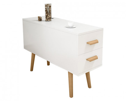 HMR Modern Rectangle End Table with Drawers - White