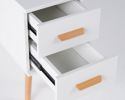 HMR Modern Rectangle End Table with Drawers - White