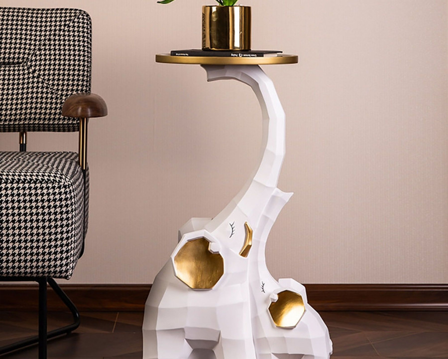 HMR End Table with Tray Top - White/Gold