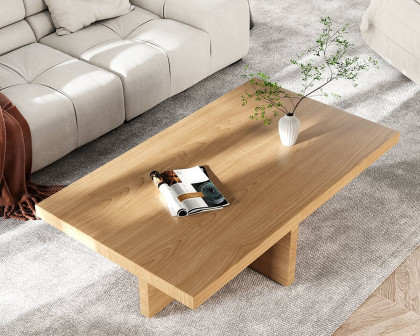 HMR - Modern Rectangular Coffee Table in Natural Rustic