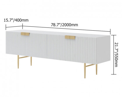 HMR - Twixer TV Stand with Storage 4 Doors in 79"W, White