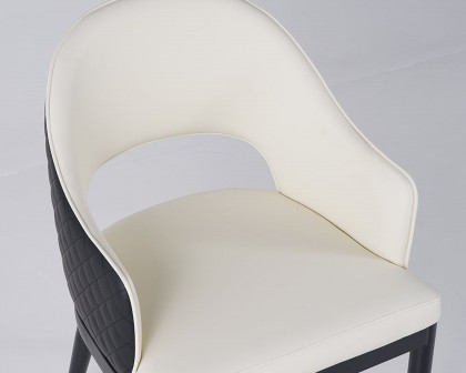 HMR Modern Dining Chair with PU Leather Upholstery (Set of 2) - White/Black