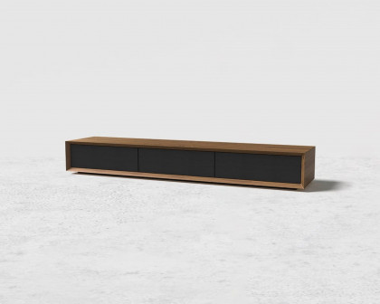 HMR Modern TV Stand Rectangle Media TV Console with Drawers - Black & Walnut, 71"