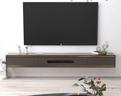 HMR Smooth TV Stand Postmodern Minimalist Floating Media Console with Storage - Gray, 70.9"W x 9.4"D x 8.3"H