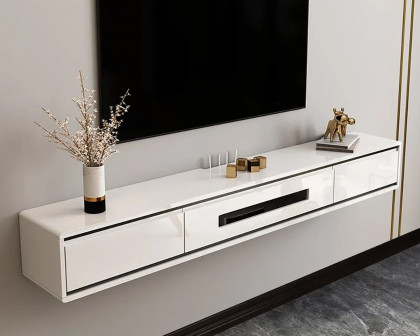 HMR Smooth TV Stand Postmodern Minimalist Floating Media Console with Storage - White, 70.9"W x 9.4"D x 8.3"H