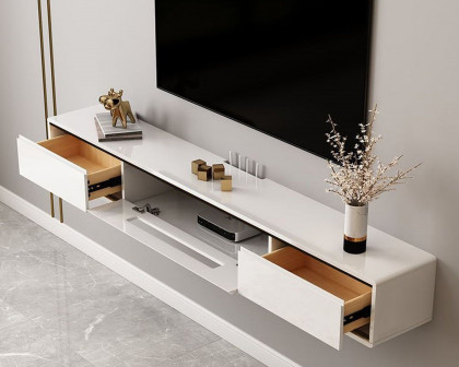 HMR Smooth TV Stand Postmodern Minimalist Floating Media Console with Storage - White, 70.9"W x 9.4"D x 8.3"H