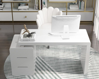 HMR Mular 3-Drawer Writing Desk with 3 Drawers Office Furniture - White, 63"L x 19.7"W x 27.6"H