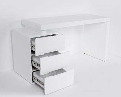 HMR Mular 3-Drawer Writing Desk with 3 Drawers Office Furniture - White, 63"L x 19.7"W x 27.6"H