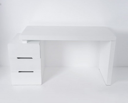 HMR Mular 3-Drawer Writing Desk with 3 Drawers Office Furniture - White, 63"L x 19.7"W x 27.6"H