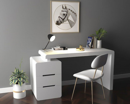 HMR Mular 3-Drawer Writing Desk with 3 Drawers Office Furniture - White, 47.2"L x 19.7"W x 27.6"H