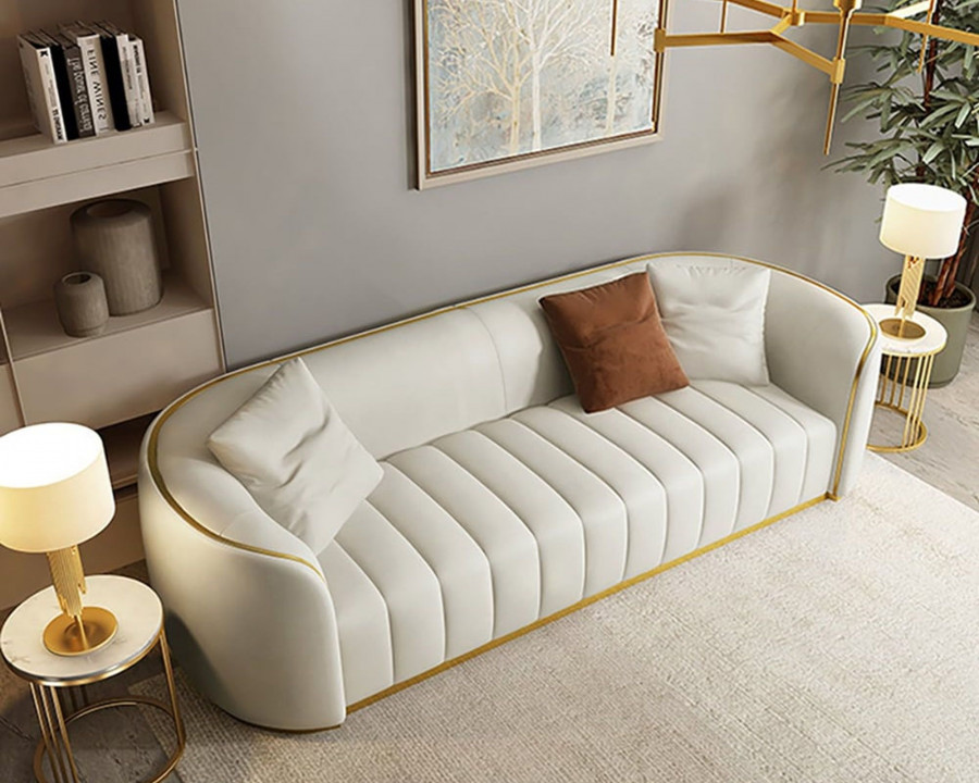 HMR Modern 3-Seater Sofa with Faux Leather Upholstered