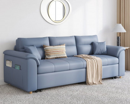 HMR Queen 2-Seater Sleeper Sofa - Blue, Leath-aire