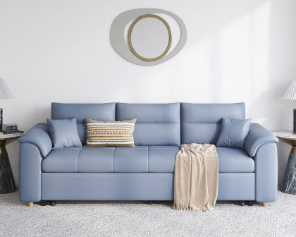 HMR Queen 2-Seater Sleeper Sofa - Blue, Leath-aire