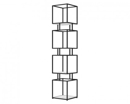 HMR Modern Cube 4-Tier Bookcase with Metal Tower Display - Black