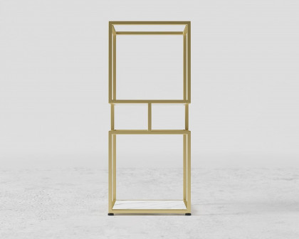 HMR Modern Cube 2-Tier Bookcase with Metal Tower Display - Gold