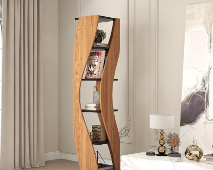 HMR Loft Geometric Narrow Bookshelf - Walnut