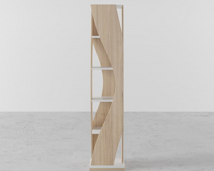 HMR Loft Geometric Narrow Bookshelf - White/Natural