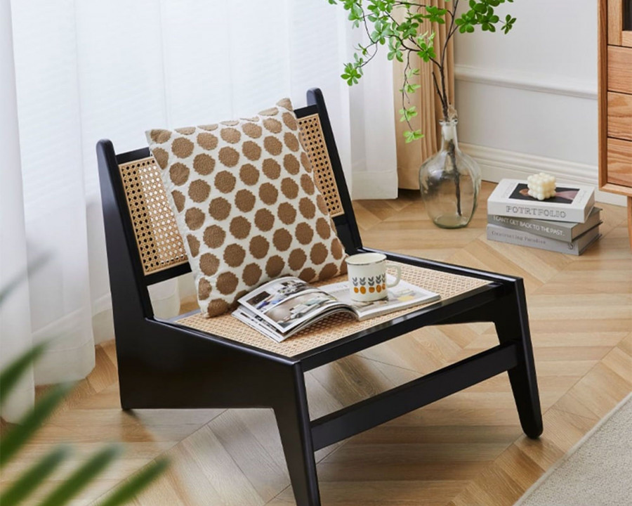 HMR Lounge Accent Chair - Black, Rattan