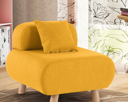 HMR Modern Accent Chair with Cotton & Linen Upholstered and Pillow - Yellow