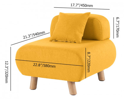 HMR Modern Accent Chair with Cotton & Linen Upholstered and Pillow - Yellow