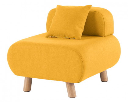 HMR Modern Accent Chair with Cotton & Linen Upholstered and Pillow - Yellow