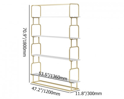 HMR Modern Freestanding 47" Etagere Bookcase - White/Gold