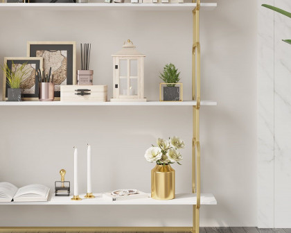 HMR Modern Freestanding 47" Etagere Bookcase - White/Gold