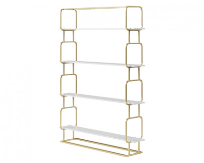 HMR Modern Freestanding 47" Etagere Bookcase - White/Gold