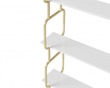 HMR Modern Freestanding 47" Etagere Bookcase - White/Gold