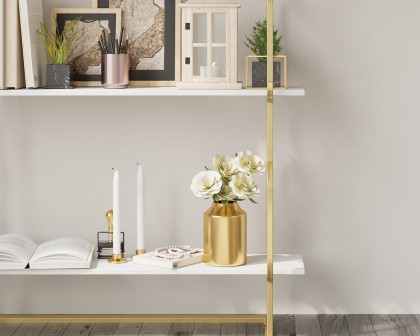 HMR Modern Freestanding 32" Etagere Bookshelf - White/Gold