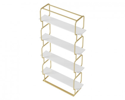 HMR Modern Freestanding 32" Etagere Bookshelf - White/Gold