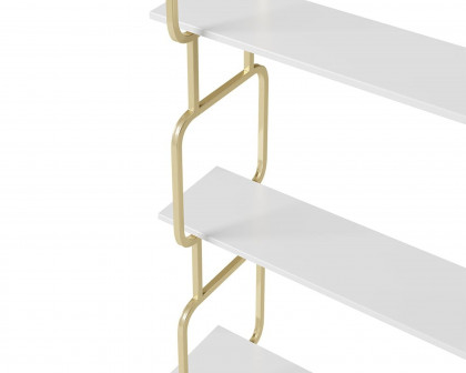 HMR Modern Freestanding 32" Etagere Bookshelf - White/Gold