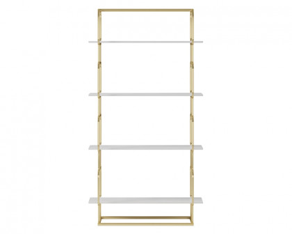 HMR Modern Freestanding 32" Etagere Bookshelf - White/Gold