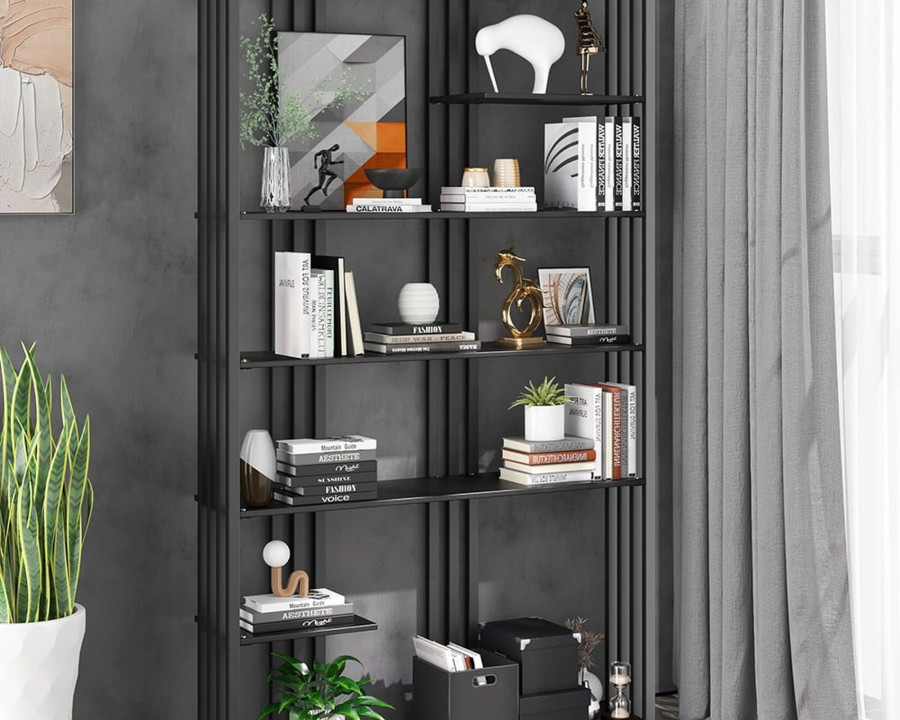 HMR Modern Etagere Bookshelf with 6-Shelf