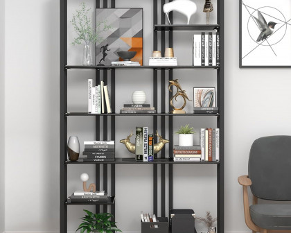 HMR Modern Etagere Bookshelf with 6-Shelf