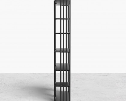 HMR Modern Etagere Bookshelf with 6-Shelf - Black