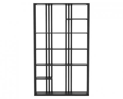 HMR Modern Etagere Bookshelf with 6-Shelf - Black