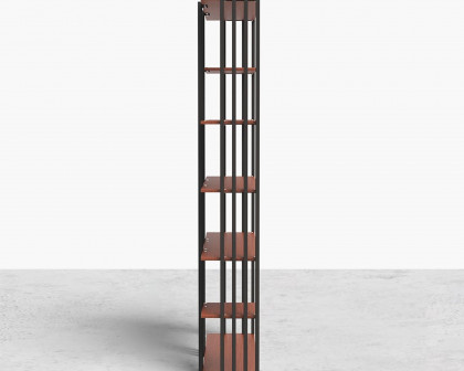 HMR Modern Etagere Bookshelf with 6-Shelf - Black/Walnut