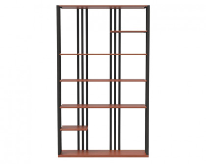 HMR Modern Etagere Bookshelf with 6-Shelf - Black/Walnut