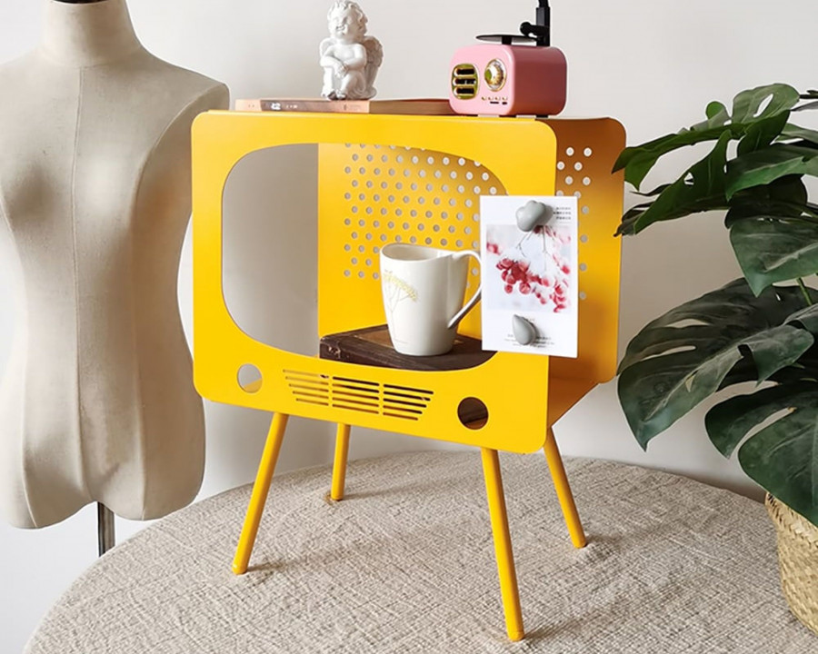 HMR Stert Series TV Sculpt Display Shelving End Table - Yellow