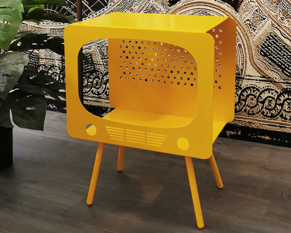 HMR Stert Series TV Sculpt Display Shelving End Table - Yellow