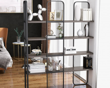 HMR Modern Storage Standing Etagere Bookshelf with 4 Tiers - Black