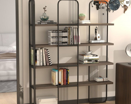 HMR Modern Storage Standing Etagere Bookshelf with 4 Tiers - Black