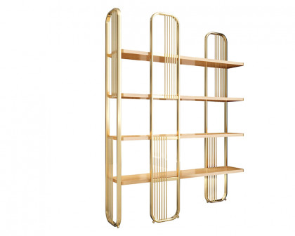 HMR Modern Storage Standing Etagere Bookshelf with 4 Tiers - Gold