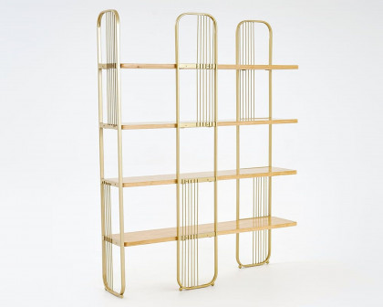 HMR Modern Storage Standing Etagere Bookshelf with 4 Tiers - Gold