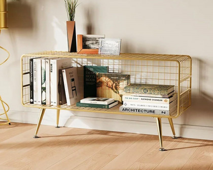 HMR Modern Mesh Standing 20" Etagere Bookshelf - Gold