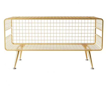 HMR Modern Mesh Standing 20" Etagere Bookshelf - Gold